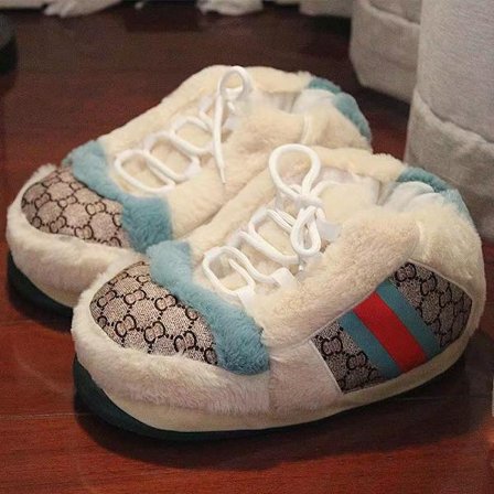 Vinter-spoof aj kjegle kokosnøtt bomulls tøfler morsomme innendørs par hjemme plysj sko varme internettkjendis store bomullssko