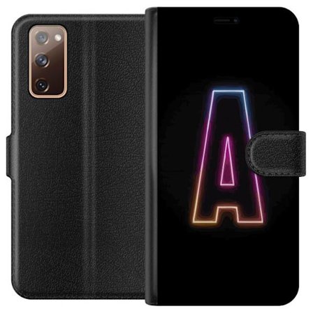 Yhteensopiva Lompakkokotelo Samsung Samsung Galaxy S20 FE Minimalistinen neonkirjain A sateenkaarenvärisessä valossa mustaa taustaa vasten moderniss