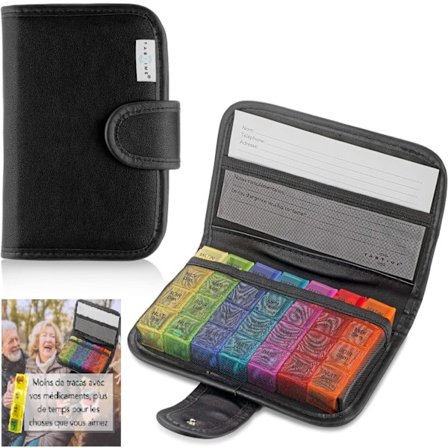 Pillerorganisatör Veckovis, Kompakt Läderfodral Omsluter Dina Piller Med Stil Samtidigt Som De Hålls Tillgängliga