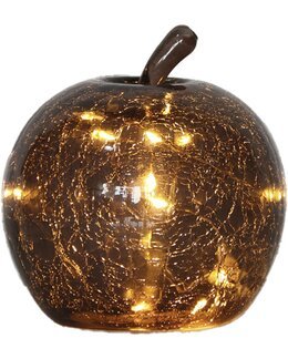 Dimbar bordslampa äpple i krackelerat glas Brun - Pixie Design