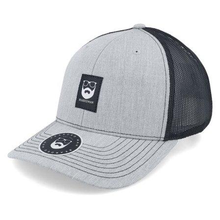 Bearded Man - Grå trucker Keps - Bm Logo Blk Woven 112 Split Heather Grey/Black Trucker @ Hatstore