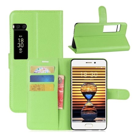 Meizu Pro 7 Vikbart läder fodral - Grön