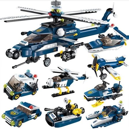8-i-1 Militärhelikopter Byggklossar Leksaker, STEM Byggklossar 381PCS Kreativa Gunship Konstruktion Leksaker Beväpnade Flygplan Militärfordon Block 