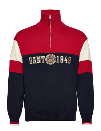 D1. Crest Shield Halfzip Knitwear Half Zip Pullover Multi/mønstret GANT