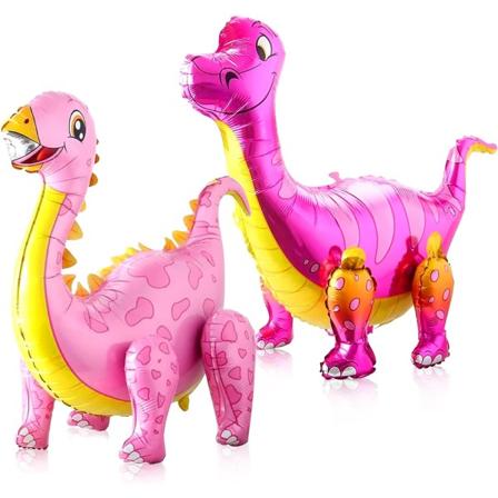 Stor rosa dinosaurballong - 35 tommer | Dinosaurballonger til bursdagsfest | Rosa dinosaurfestartikler Dinosaurfestdekorasjoner