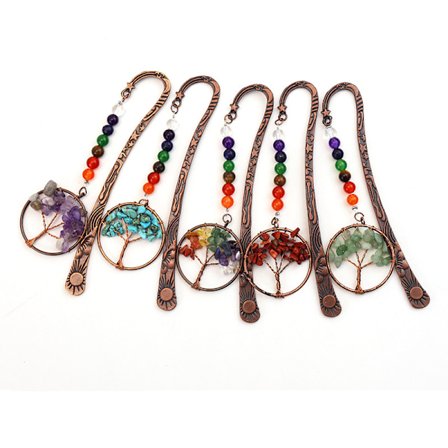 5 Stykker 7 Chakra Krystall Bokmerke Metall Vintage Bokmerker, ZQKLA