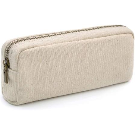 Blyantveske, ren bomull stor kapasitet blyantveske lerret kosmetikkveske holdbar kontorutstyr Beige