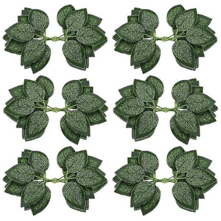 Kunstige blade til rosendekorationer - 36 grønne silkerosenblade med realistiske ranker Fl