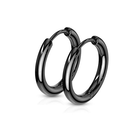 REA__REA___1 Par 13 mm Hoops örhängen i Svart 316L stål