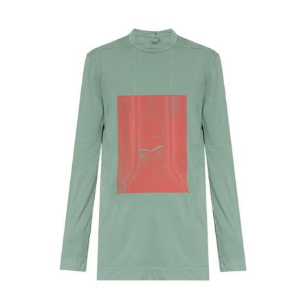 Rick Owens, T-shirt with long sleeves Groen, Heren, Maat:XS,Katoen