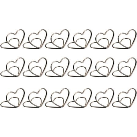 20 sølv fotoholdere hjerteformede bordnummerholder holder