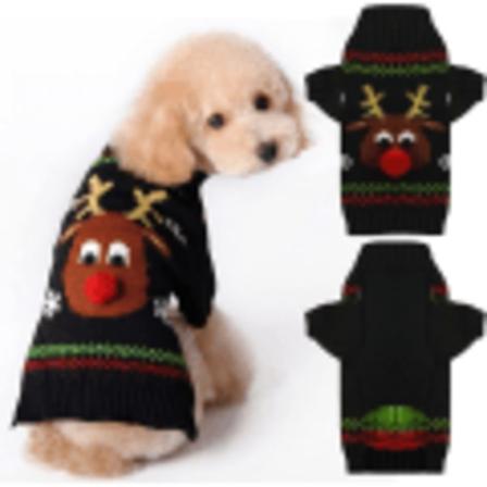 IC Pet Holiday Ren Ugly Christmas Koiran Neuletakki, Punainen Musta Pe