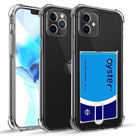 iPhone 12 Pro Max - Effektfullt Skyddsskal med Korthållare Transparent/Genomskinlig