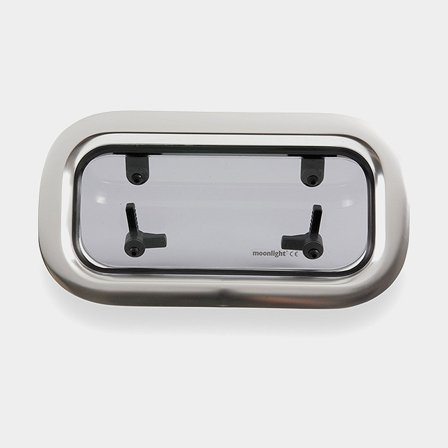 Portlight Moonlight, mit Reibungsscharnieren, 180°, 347 x 171 mm (Ausschnittmaß), 367 x 191 mm (Außenmaß), silber/grau - Boot