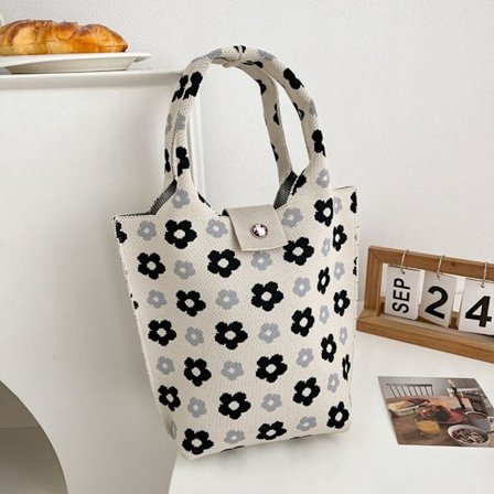 Strik Håndtaske Tote Bag HVID