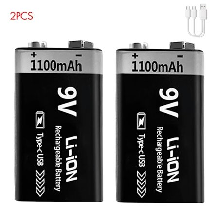 MATOV USB 9V ladattava akku 1100mAh Type-C ladattava 6F22 9V Li-ion akku RC-helikopterimallin yleismittarilelulle