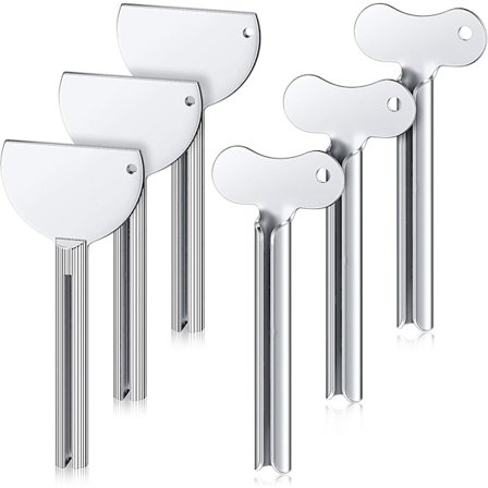 6 deler metall tannkrempresser i rustfritt stål, tubepresse-nøkkel, rulle-tube, krempressverktøy for familiebad