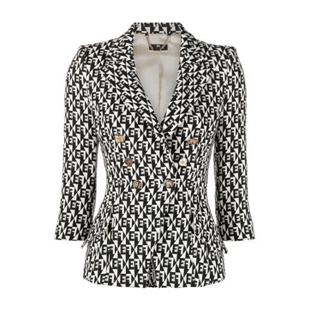 Elisabetta Franchi Four Button Blazer With LET , Zwart , Dames , Maat: 2XS
