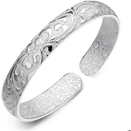 Dam Smycken 999 Sterling Silver Armband Mode Manschett Armband Kedjeband