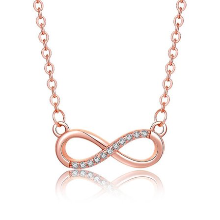 Diamant Nyckelben Halsband, Kvinnlig Figur 8 Oändlighet Symbol Hänge Med Diamant Nyckelben Kedja Roséguld