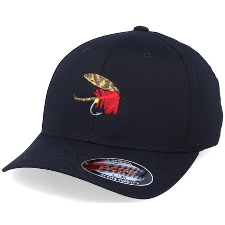 Hunter - Noir flexfit Casquette - Quebec Fishing Fly Black Flexfit - Iconic @ Hatstore