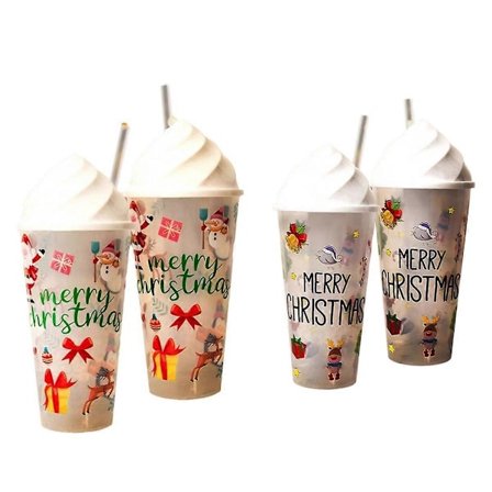 4 stk. Julekapasitet Gjennomsiktig Vannkopp Jule Serie Juicekopp Kopp til Jul