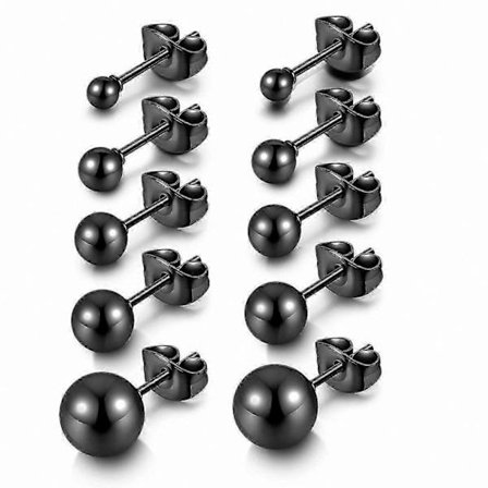 Rustfri Stål Kugle Ørestikker Sæt til Brusk, Hypoallergeniske Runde Øreringe til Kvinder & Mænd, 3mm-8mm, 12 Stykker