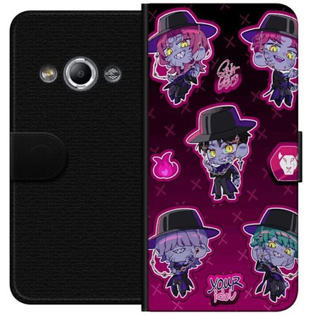Yhteensopiva Lompakkokotelo Samsung Galaxy Xcover 3 Tumma kawaii chibi-motiv med pientä hahmoja neonvärejä ja graafista taustaa moderni popkulttuur