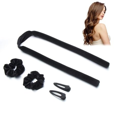 Heatless Curling Rod Headband Hair Rollers SVART