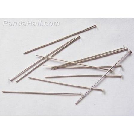 50 platinabelagte hattepinner med flat lue 60 mm. lang