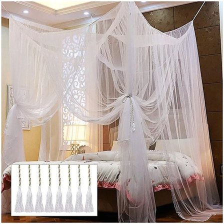 Dobbelt myggenet seng, 4 indgange myggenet seng, 190 x 210 x 240 cm