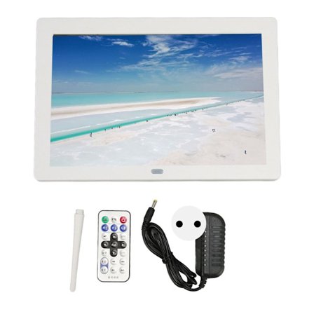 8 tommer digital fotoramme HD IPS-skærm 1280x800 USB SD-kortslot 100-240V hvidt EU-stik