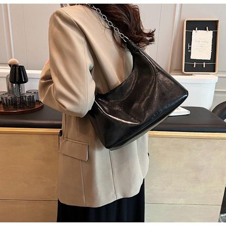 Enkel axel underarmsväska Bucket Bag SVART