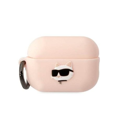 Karl Lagerfeld KLAP2RUNCHP AirPods Pro 2-deksel i rosa/rosa silikon Choupette Head 3D