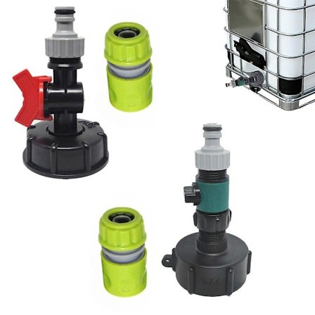 Vanntank 1000l utløpskran regntønne hagekran 3/4 tommers slangekobling FF RYzd