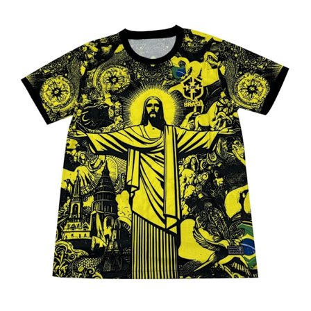 Sesong 2425 Brasil fotballtrøye med korte ermer, hurtigtørkende sportsklær