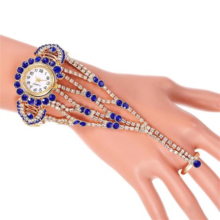 Trendikäs naisten timanttikynsiketju-sormussetti kello