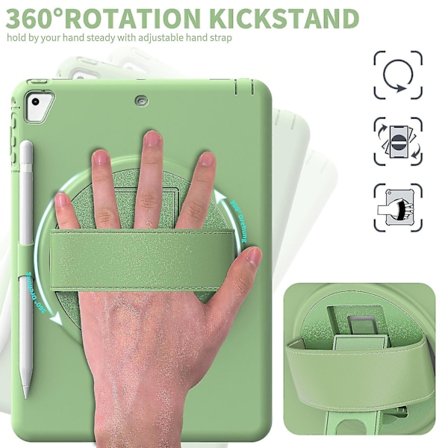 Heavy Duty Protection Case För Ipad 9.7 Tum 2018/2017 Med Handrem, Penhållare, Full Protection Cover