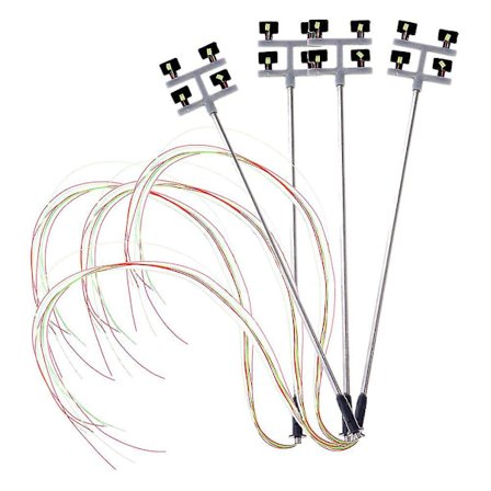 4 stk. Ho skala model belysningstårn, tårnlygter model lys layout gadelampe til /have/legeplads(sort sølv)