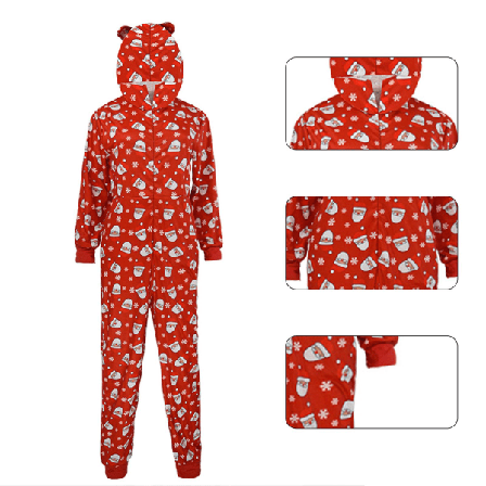 Julejumpsuit, Nyhet Jul Trykk Lang Ermet Romper, Morsom En Hel Pyjamas Med Glidelås Bak XL Kvinner Women XL