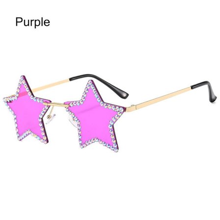 Stjärnformade solglasögon Rhinestone Pentagon solglasögon LILA