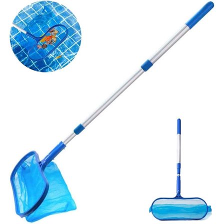 Vahva lehtihovi uima-altaalle, 130 cm lehtiverkko uima-altaan puhdistukseen, hienosilmäinen haavi teleskooppivarrella uima-altaalle, puutarhalammelle,