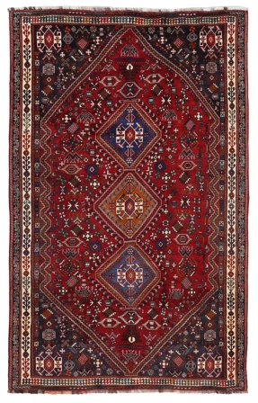 Handgeknoopt Perzisch Shiraz Vloerkleed 187X295 Zwart/Donkerrood