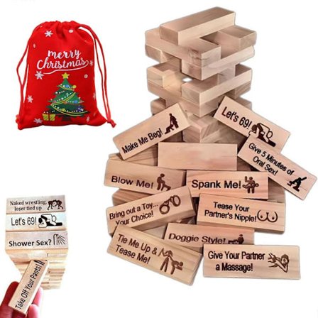 Julepynt 48 stk Super Blokk Tårnspill Valentinsdag Tumbling Tower Stableblokker Spill Paraktiviteter Kveldsidéer