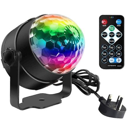 Discolampa, SEBRUANC Mini Discokula LED Party Lampa Musikstyrning Disco DJ 360 Roterande Kul Lampa RGB Scenlampa med Fjärrkontroll