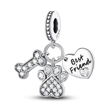 925 Sterling Silver Pet Paw Love Pearl Pendants Beads för Halsband Armband Smycken Present till Kvinnor