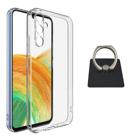 Samsung Galaxy A34 5G Skal & Fyrkantig Fingerhållare - Skydd och Komfort - Svart