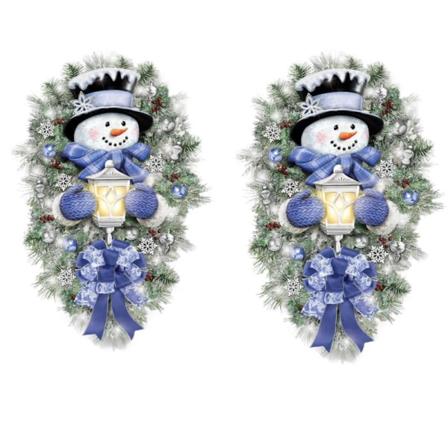 Juleveggklistremerker 2 stk Snømann Krans Design Dekorative