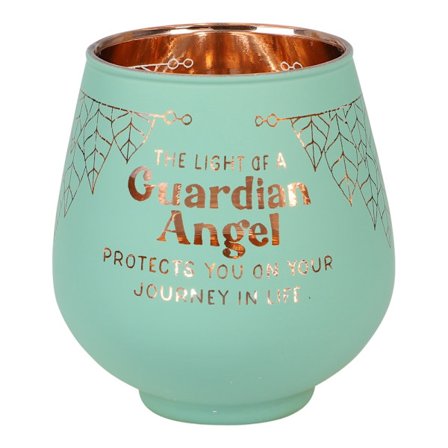 Lykta Guardian Angel Glas Mirror Candle med text Ljuslykta