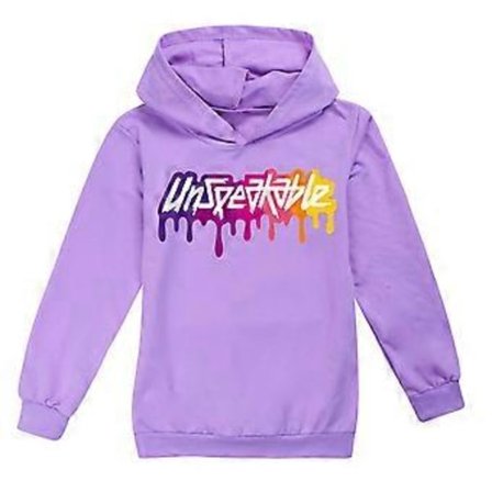 Børn Drenge Piger Udtalelige Trykte Hoodies Hættetrøje Trøje Topper (7-8 År Lilla)